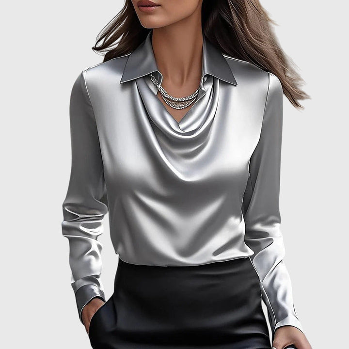 Sylvie | Elegant Langærmet Top med Cowl Neck