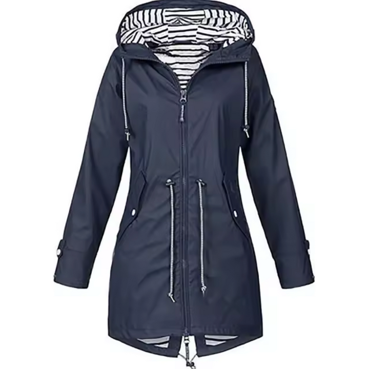 Pernille™ | Parka med Stribet For og Snøre