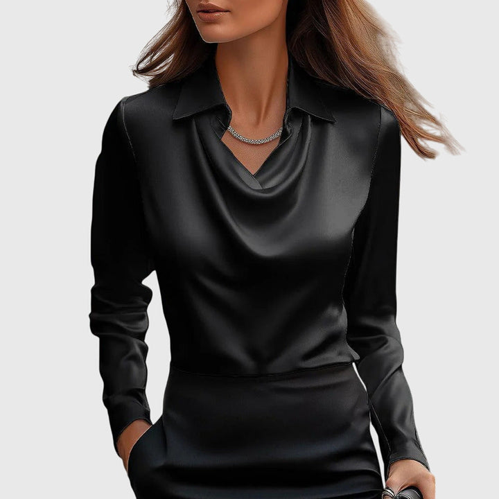Sylvie | Elegant Langærmet Top med Cowl Neck