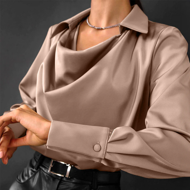Sylvie | Elegant Langærmet Top med Cowl Neck