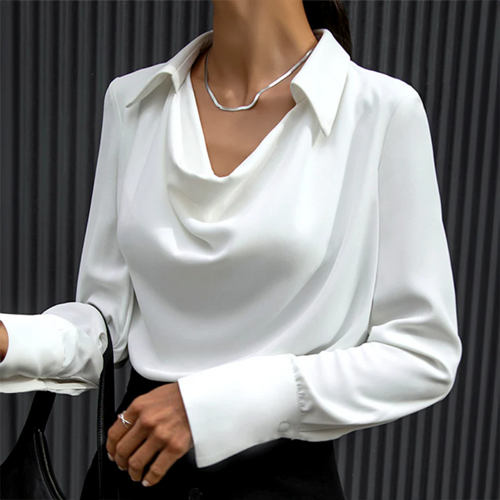 Sylvie | Elegant Langærmet Top med Cowl Neck