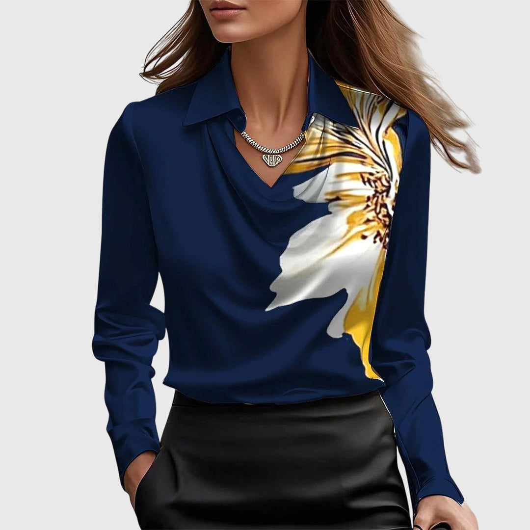 Sylvie | Elegant Langærmet Top med Cowl Neck
