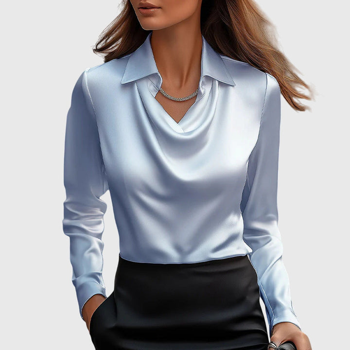 Sylvie | Elegant Langærmet Top med Cowl Neck