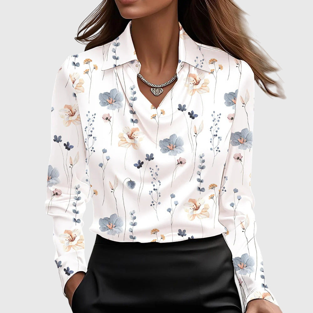 Sylvie | Elegant Langærmet Top med Cowl Neck