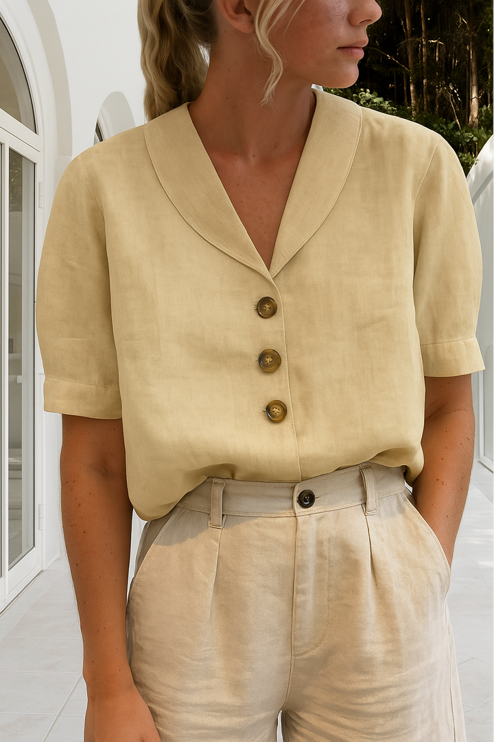 Christina™ – Let bluse i hør-bomuld