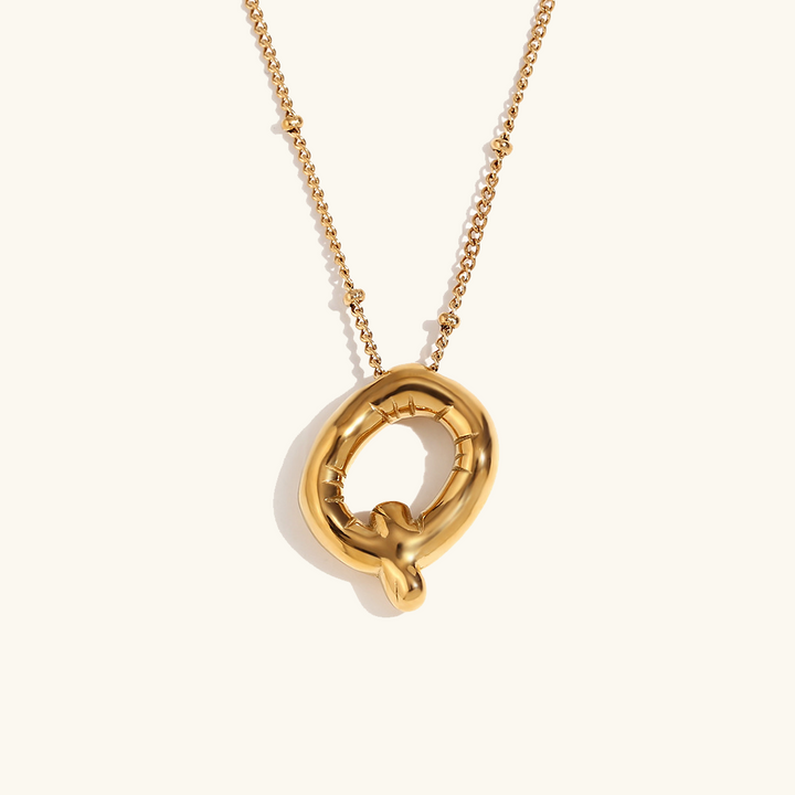 Næseørering med initialer i bobleform | Guld 18k