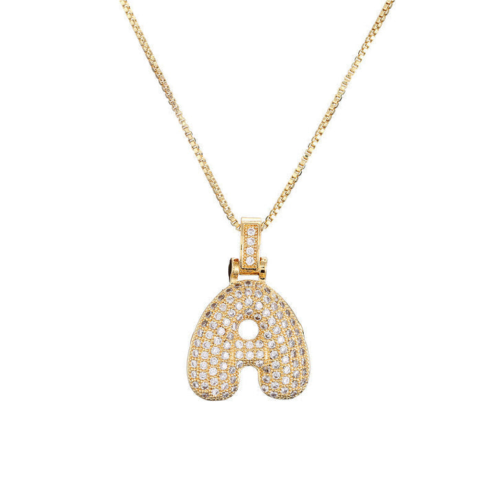 Pave Bubble Halskæde med Initial | 18k Guld