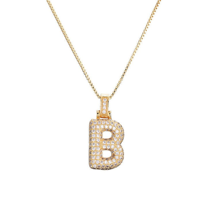 Pave Bubble Halskæde med Initial | 18k Guld