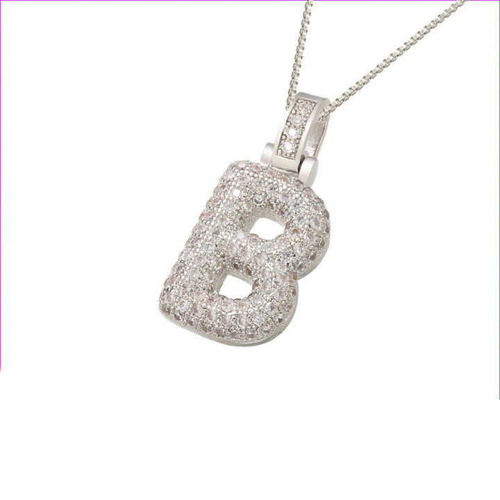 Pave Bubble Halskæde med Initial | 18k Guld