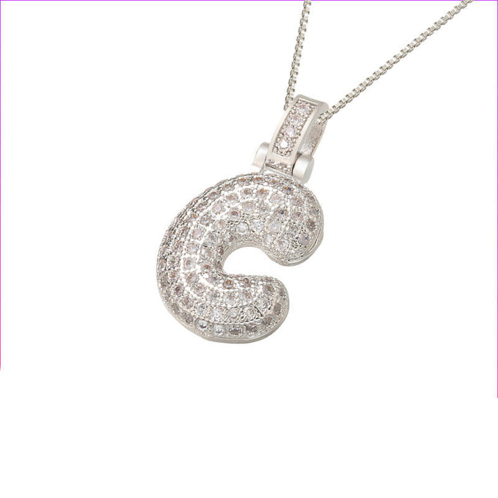 Pave Bubble Halskæde med Initial | 18k Guld