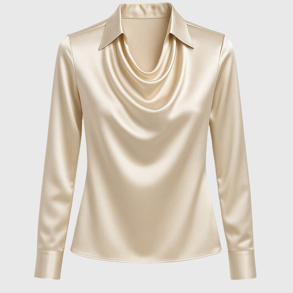 Sylvie | Elegant Langærmet Top med Cowl Neck