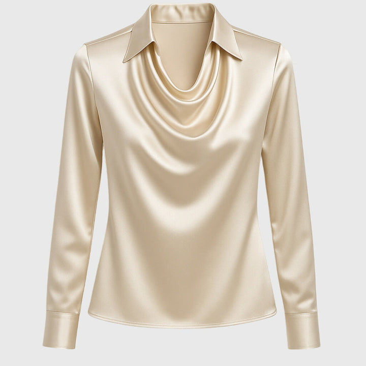 Sylvie | Elegant Langærmet Top med Cowl Neck