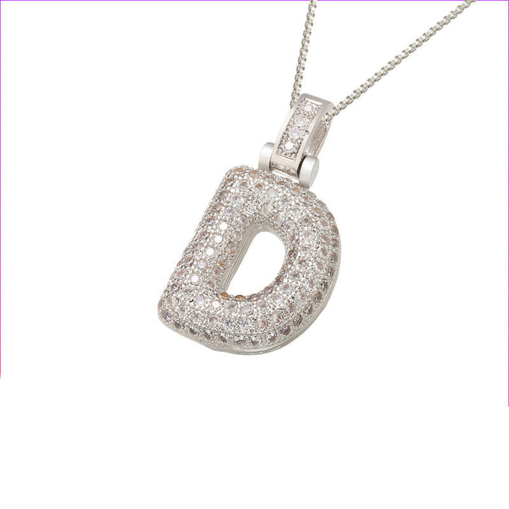 Pave Bubble Halskæde med Initial | 18k Guld