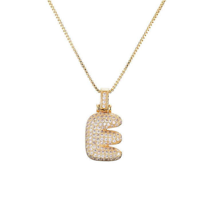 Pave Bubble Halskæde med Initial | 18k Guld