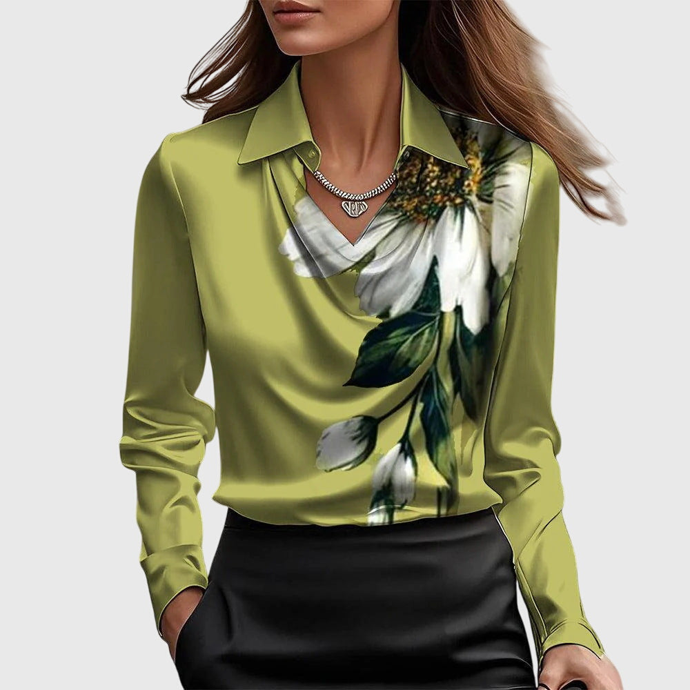 Sylvie | Elegant Langærmet Top med Cowl Neck