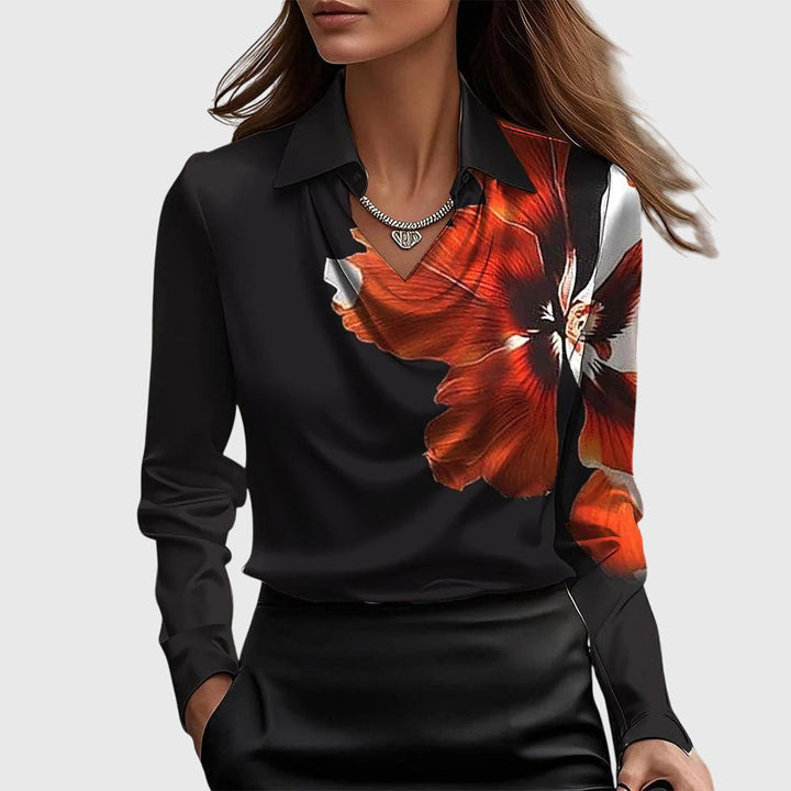 Sylvie | Elegant Langærmet Top med Cowl Neck
