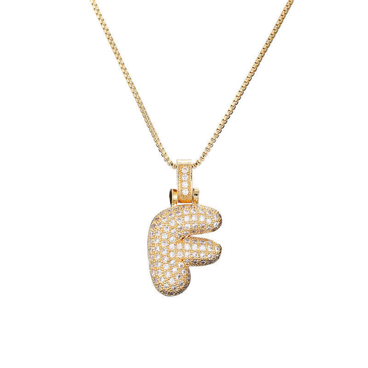Pave Bubble Halskæde med Initial | 18k Guld