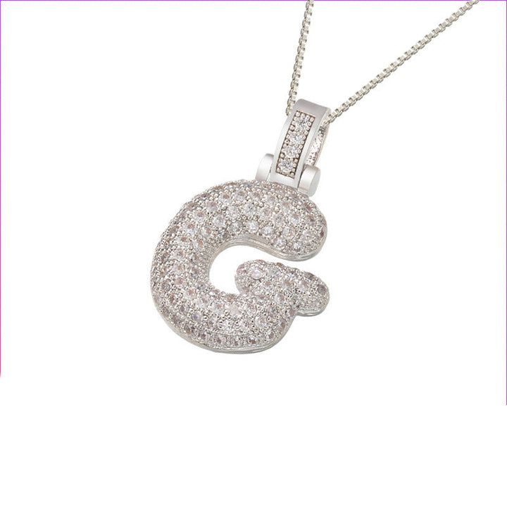 Pave Bubble Halskæde med Initial | 18k Guld