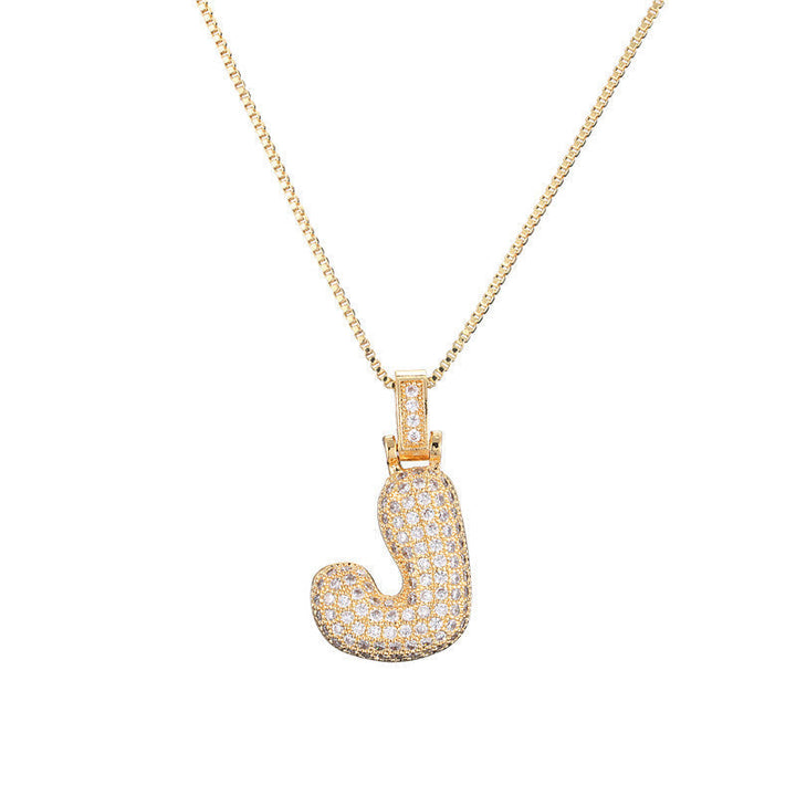 Pave Bubble Halskæde med Initial | 18k Guld