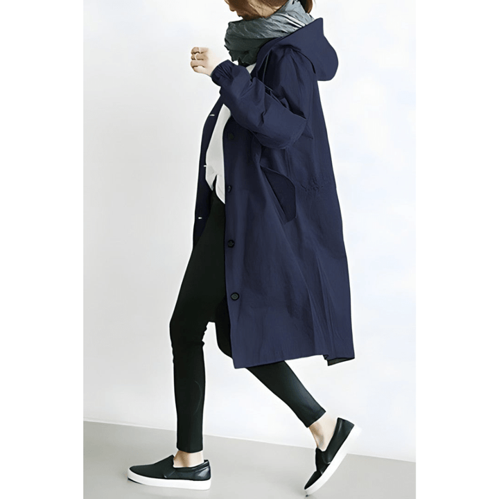 Maja™ | Oversized Hættet Frakke med Knapper