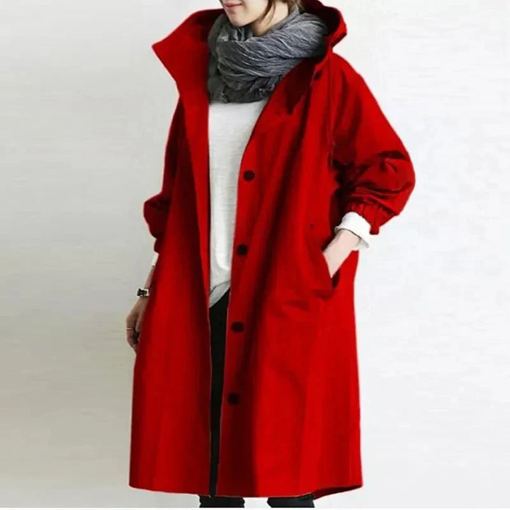 Maja™ | Oversized Hættet Frakke med Knapper