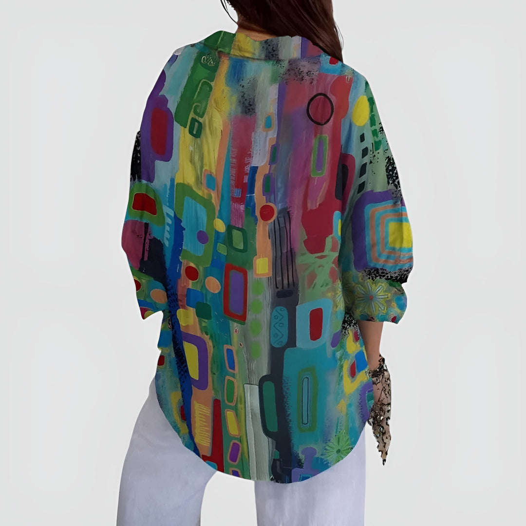 Nila™ bluse med geometrisk mønster
