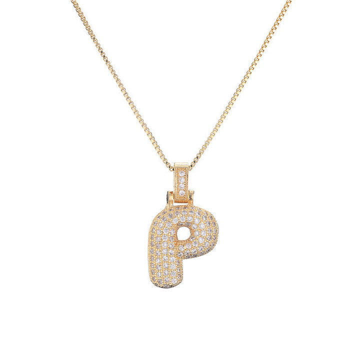Pave Bubble Halskæde med Initial | 18k Guld