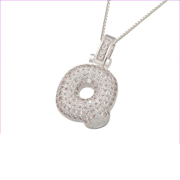 Pave Bubble Halskæde med Initial | 18k Guld