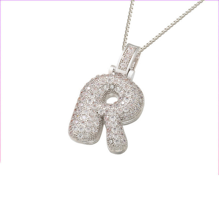 Pave Bubble Halskæde med Initial | 18k Guld