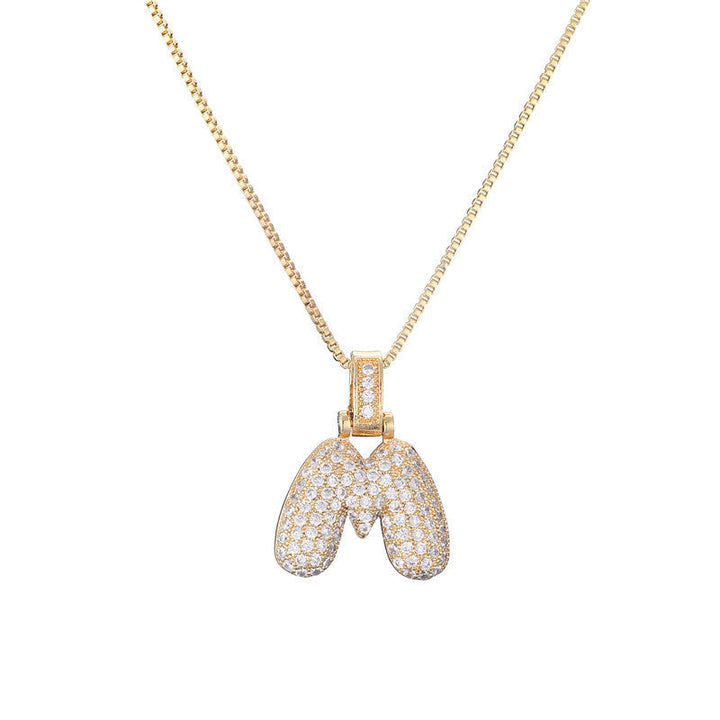 Pave Bubble Halskæde med Initial | 18k Guld